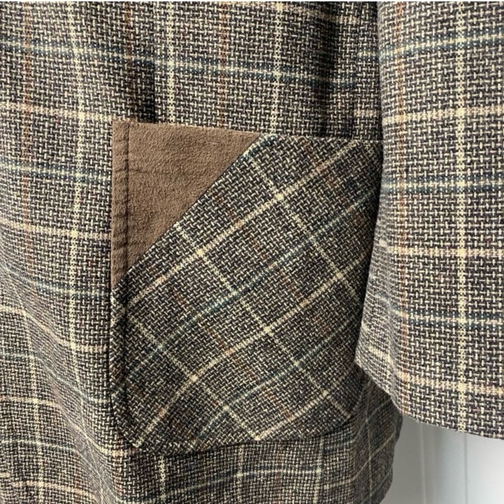 Women’s Plaid Wool Blazer Classic academia equestrian layering coat jacket XL - Picture 4 of 8